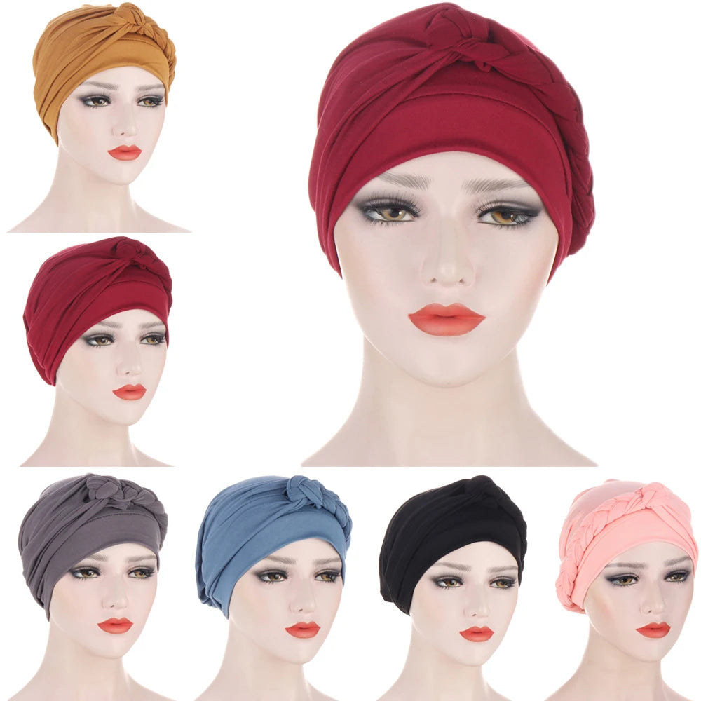 Hijab pour femmes musulmanes, Bonnet tresses, sous-foulard indien,  turban uni, accessoires pour cheveux