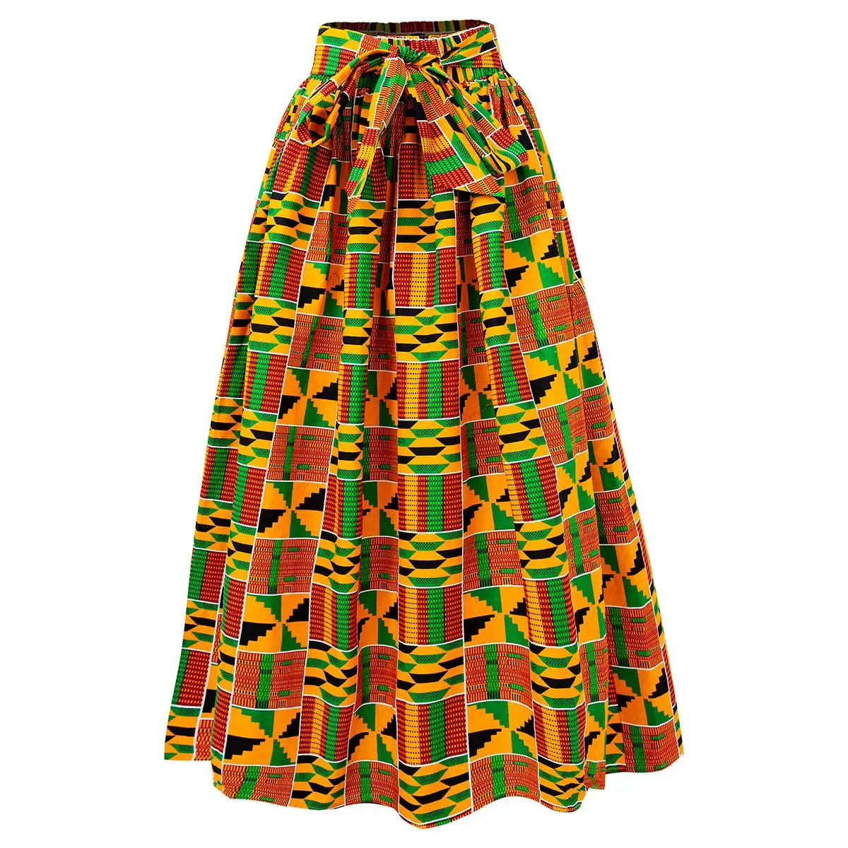 Jupe Longue Africaine Maxi Imprimé Kente Wax - 100% Coton Traditionnel Femme