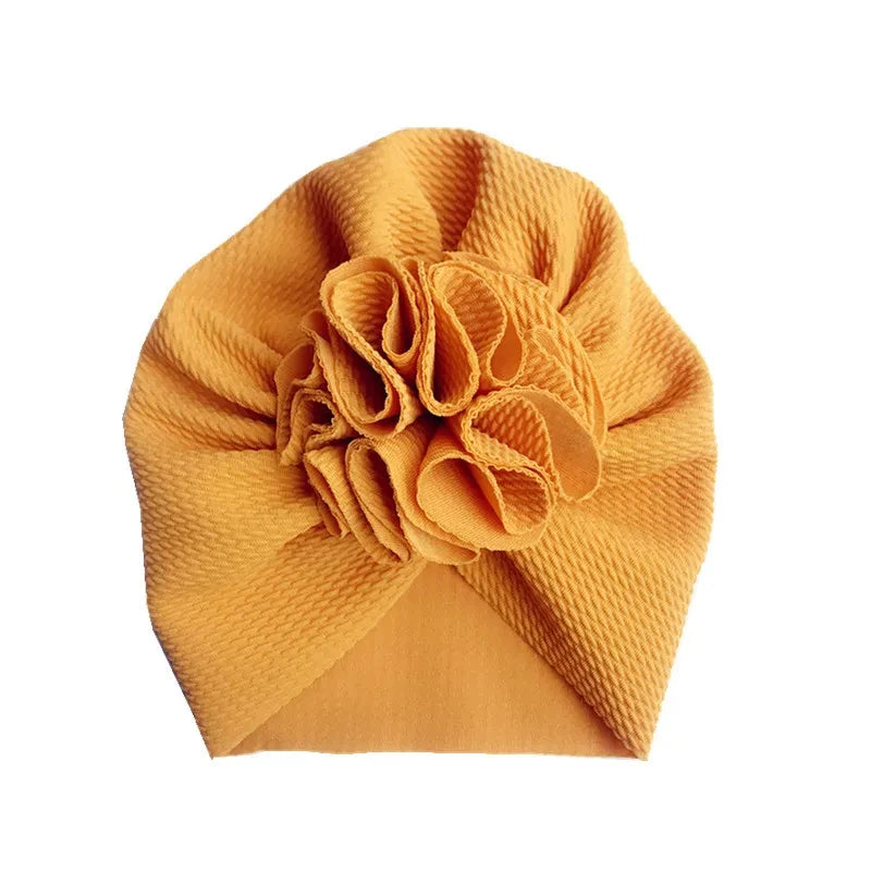 Turban Bonnet Bébé Fille avec Fleur - Bandeau Nouveau-né Doux - Accessoire Photo Naissance