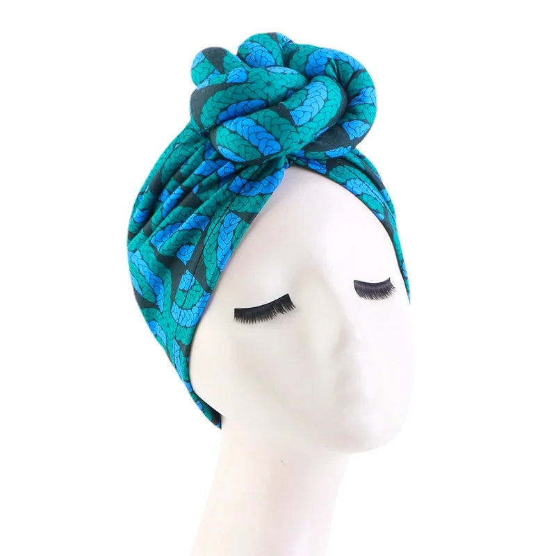 Turban femme africain avec grande fleur, bonnet extensible, foulard de tête, accessoire pour mariage ou fête, couvre‑chef style hijab.