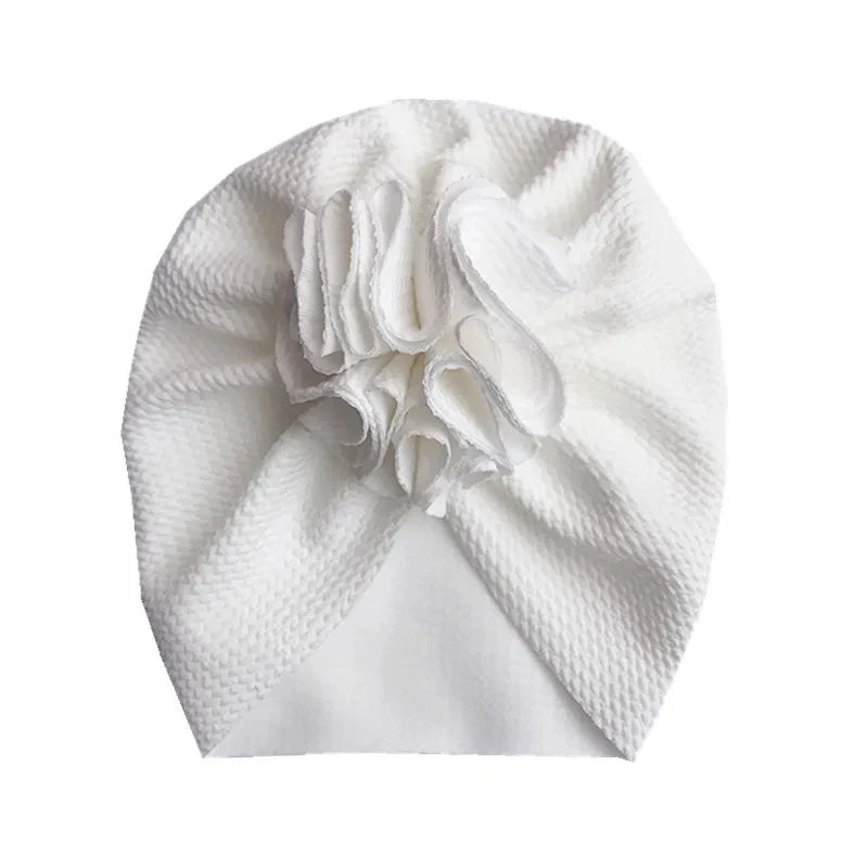 Turban Bonnet Bébé Fille avec Fleur - Bandeau Nouveau-né Doux - Accessoire Photo Naissance