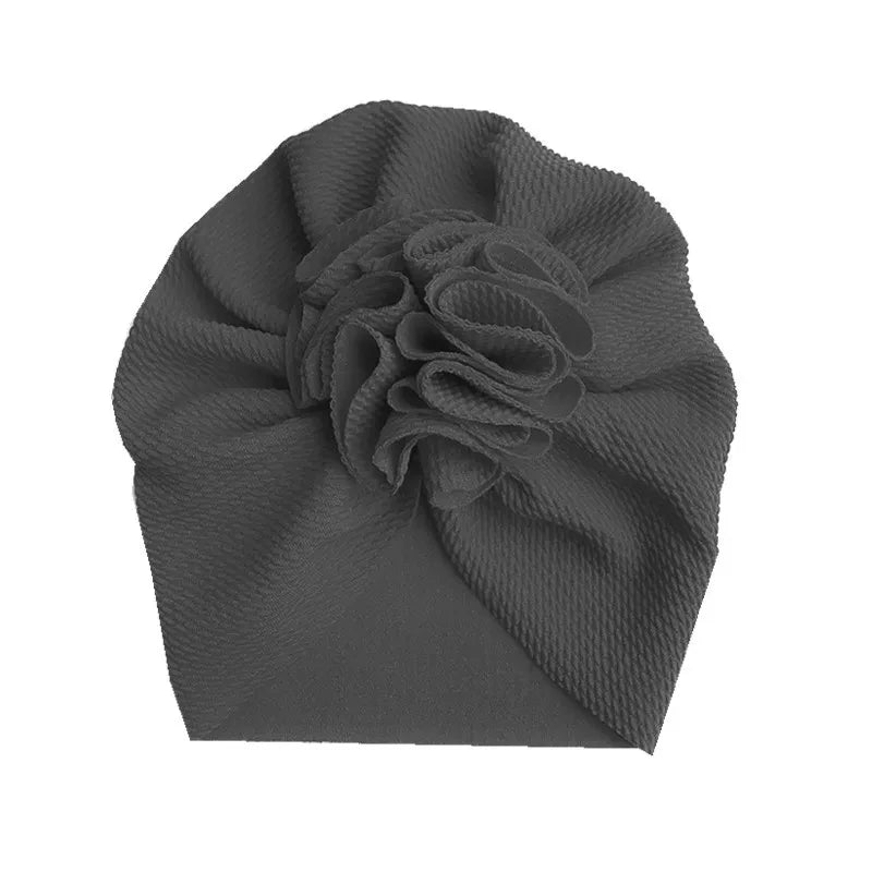Turban Bonnet Bébé Fille avec Fleur - Bandeau Nouveau-né Doux - Accessoire Photo Naissance