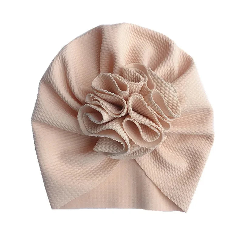 Turban Bonnet Bébé Fille avec Fleur - Bandeau Nouveau-né Doux - Accessoire Photo Naissance