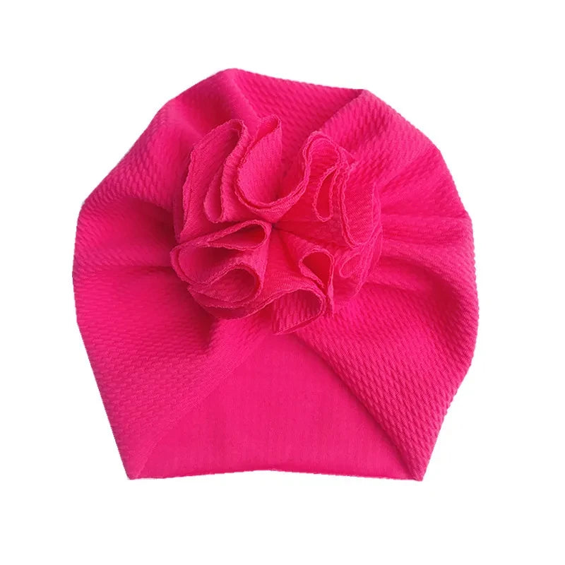 Turban Bonnet Bébé Fille avec Fleur - Bandeau Nouveau-né Doux - Accessoire Photo Naissance