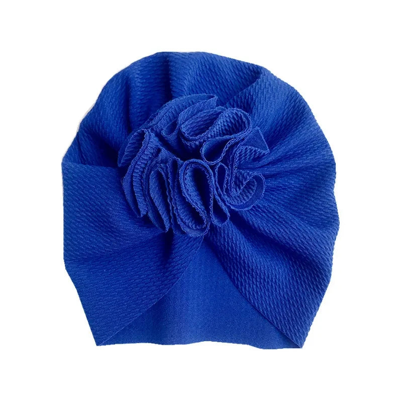 Turban Bonnet Bébé Fille avec Fleur - Bandeau Nouveau-né Doux - Accessoire Photo Naissance