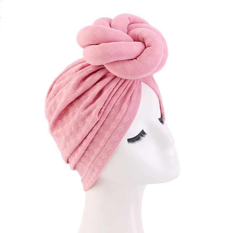 Turban femme africain avec grande fleur, bonnet extensible, foulard de tête, accessoire pour mariage ou fête, couvre‑chef style hijab.