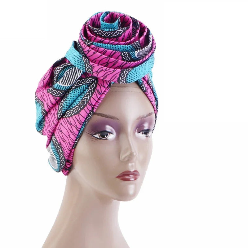 Bonnet Africain Femme Ankara Floral - Turban Grande Fleur - Foulard Hijab Indien