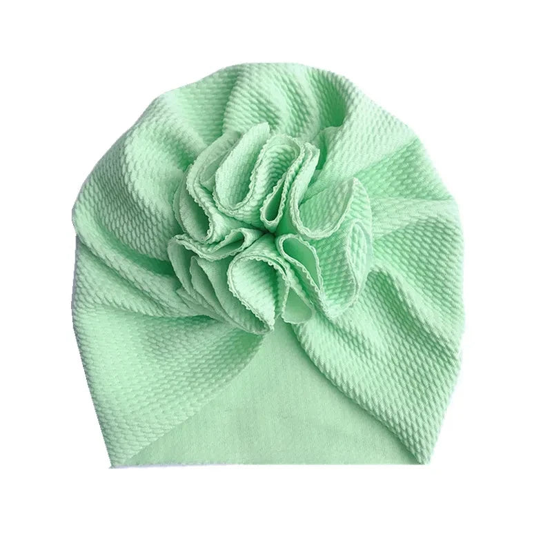 Turban Bonnet Bébé Fille avec Fleur - Bandeau Nouveau-né Doux - Accessoire Photo Naissance