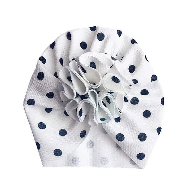 Turban Bonnet Bébé Fille avec Fleur - Bandeau Nouveau-né Doux - Accessoire Photo Naissance