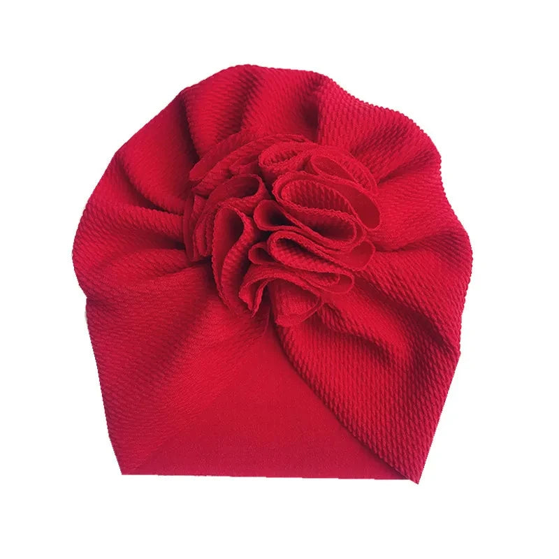 Turban Bonnet Bébé Fille avec Fleur - Bandeau Nouveau-né Doux - Accessoire Photo Naissance